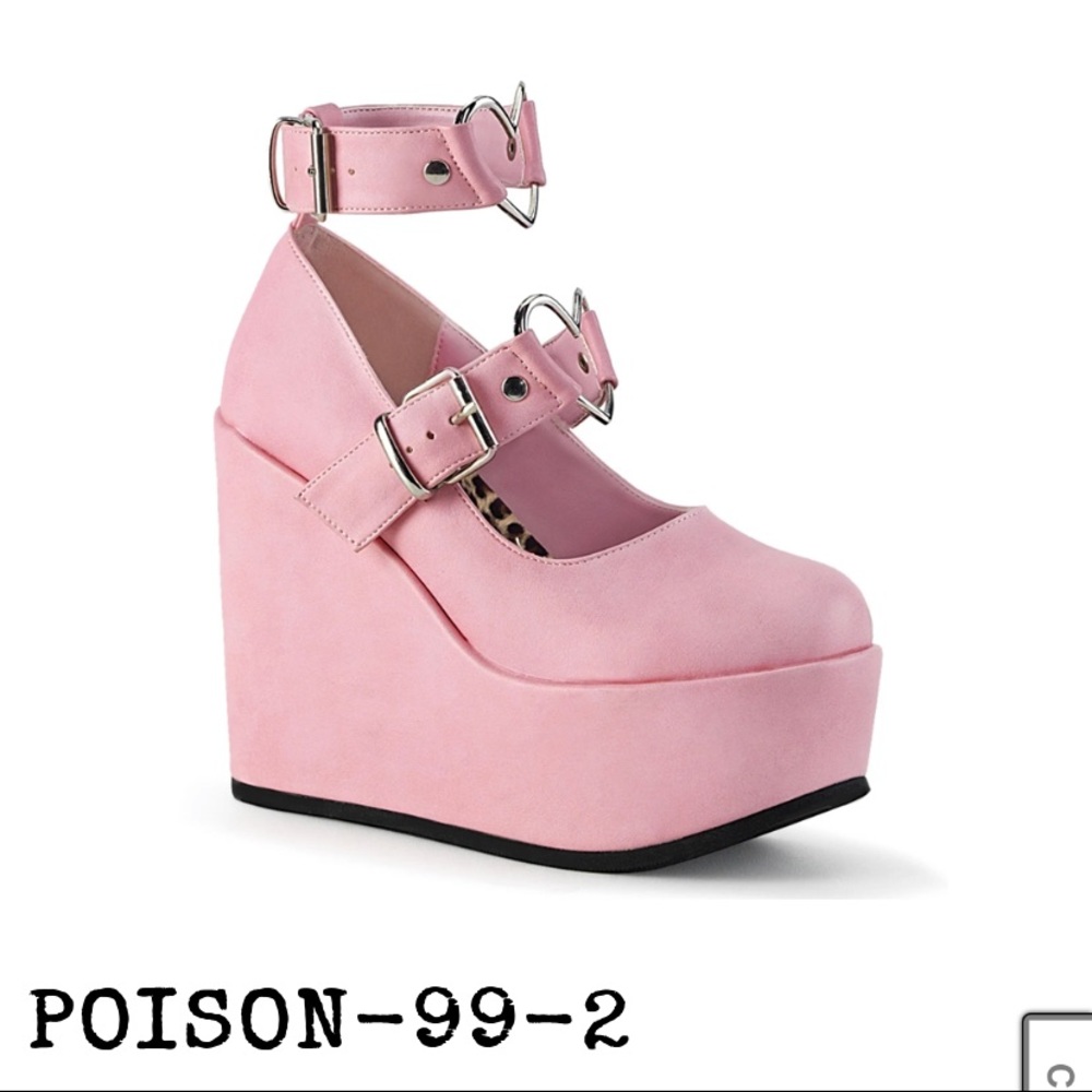 Demonia pink heeled heart